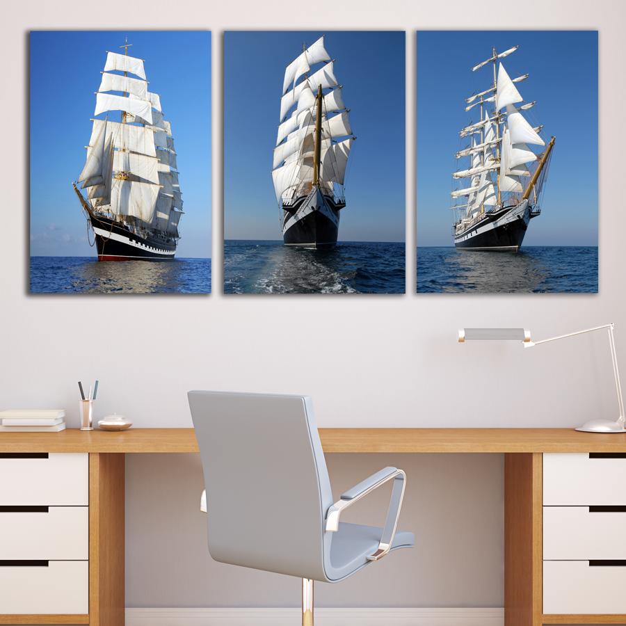Bộ 3 tranh canvas thuận buồm xuôi gió phong cách hiện đại - khung hình phạm gia PGTK123