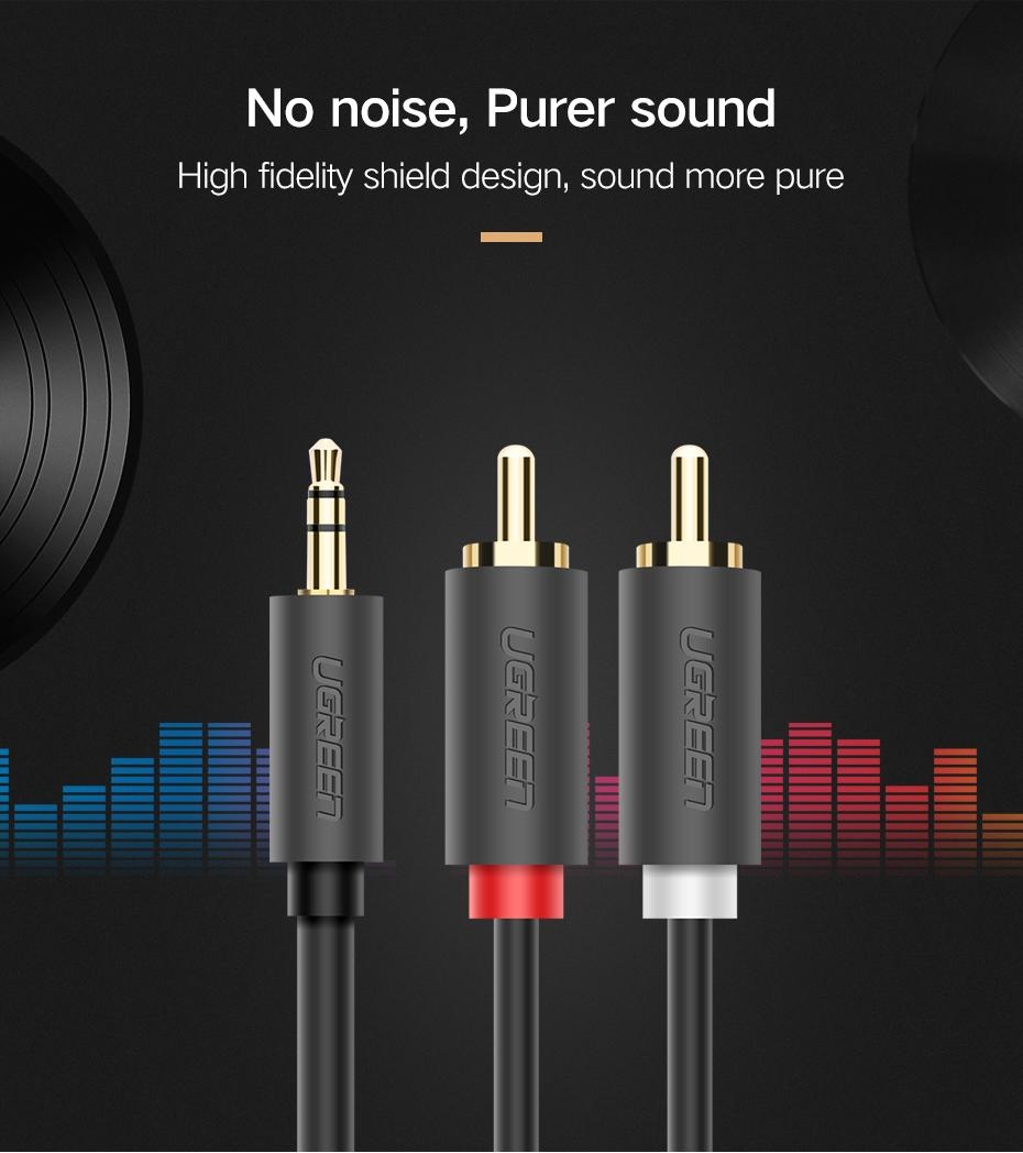Dây loa Audio 3.5 ra 2 đầu AV Hoa Sen Ugreen 10513 (5m)
