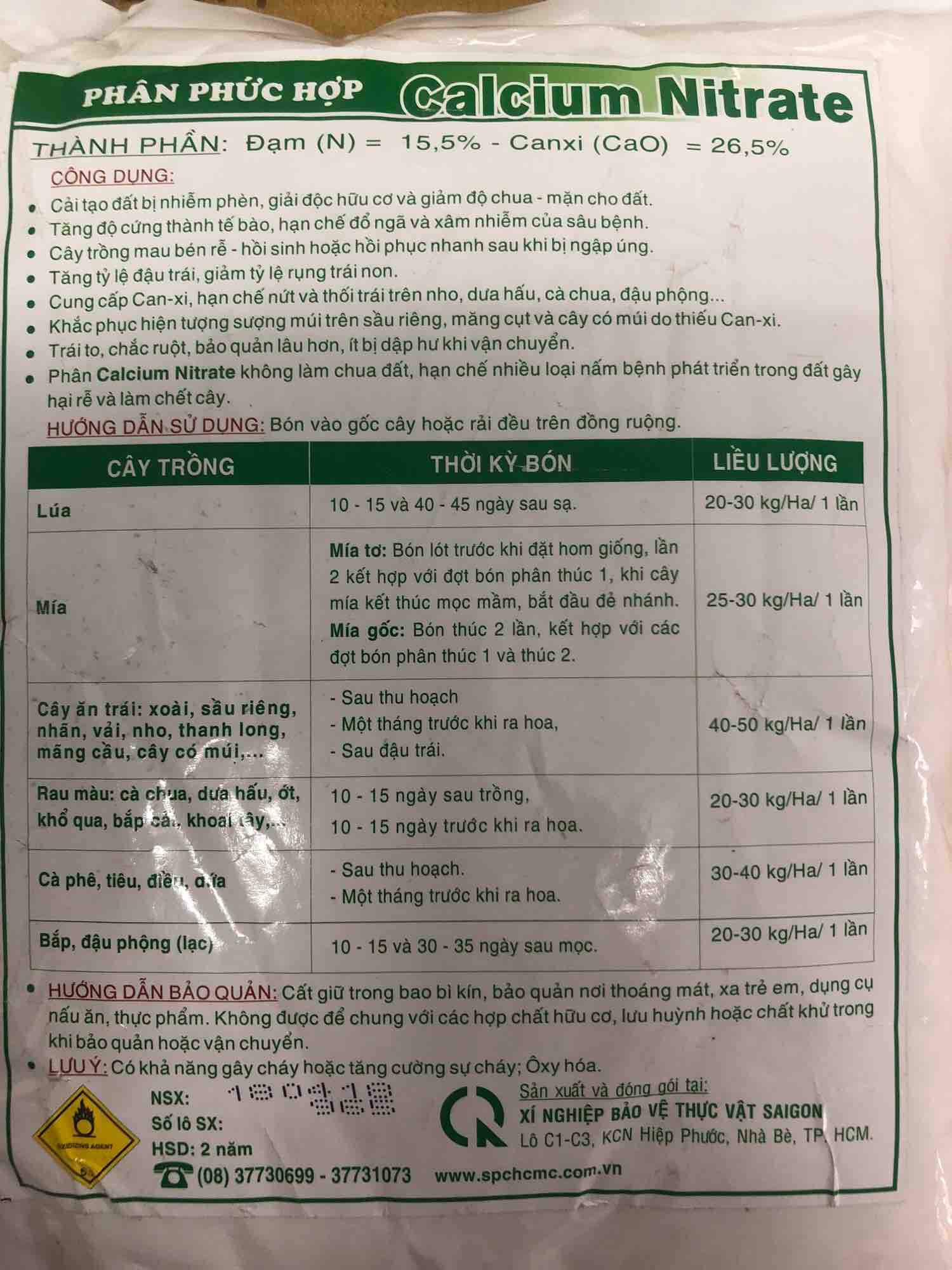 Phân bón Canxi nitrat Ca(NO3)2