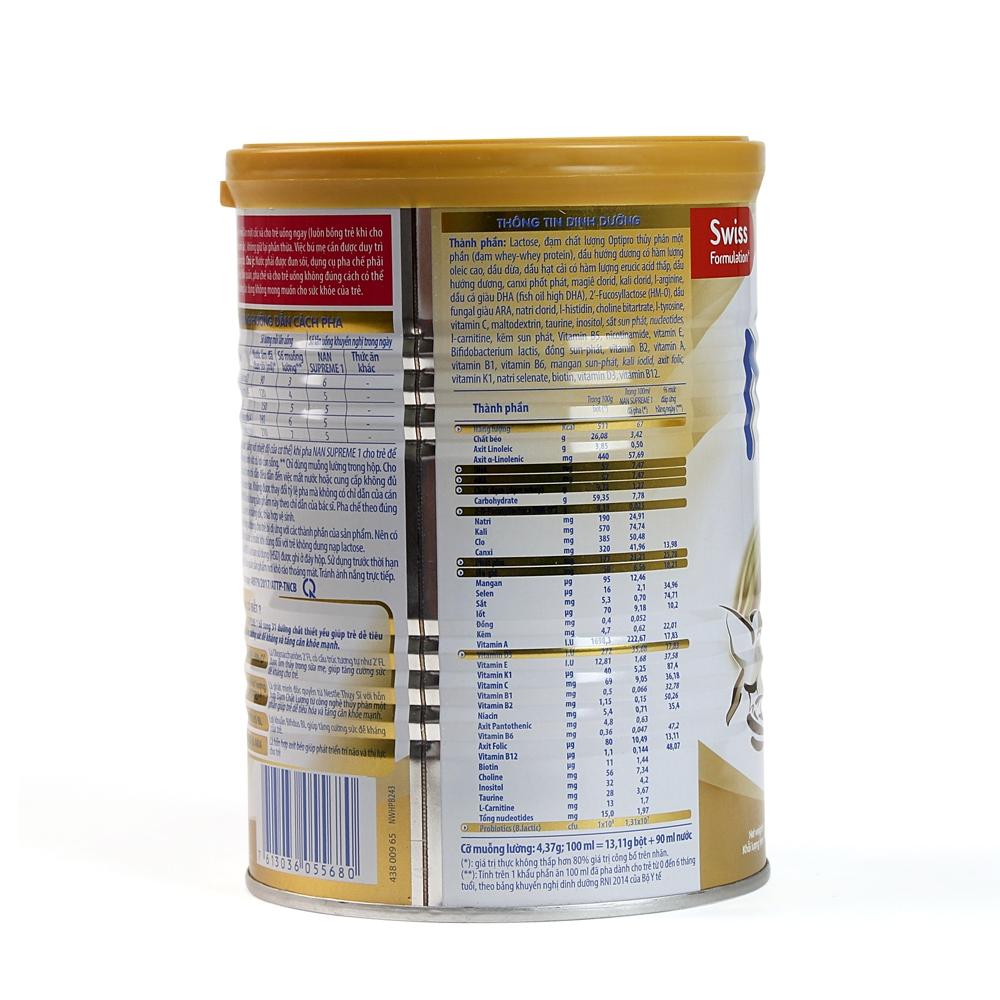 Sữa bột Nestle NAN Supreme số 1 lon 400g (cho bé 0 - 6 tháng tuổi)