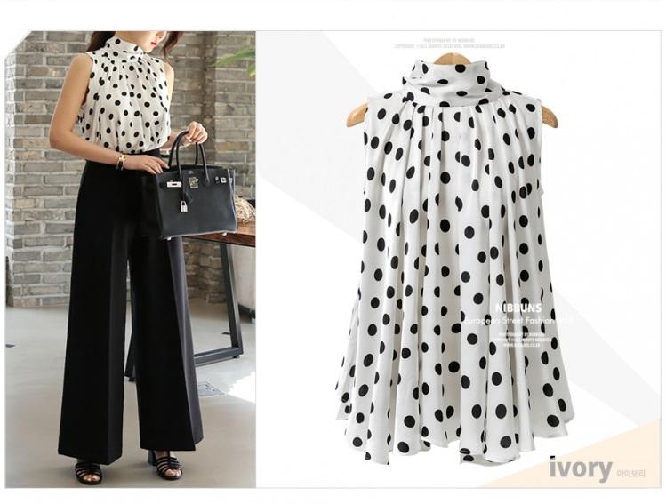 Tk284N-áo kiểu cổ lọ nhúng chấm bi s-6xl