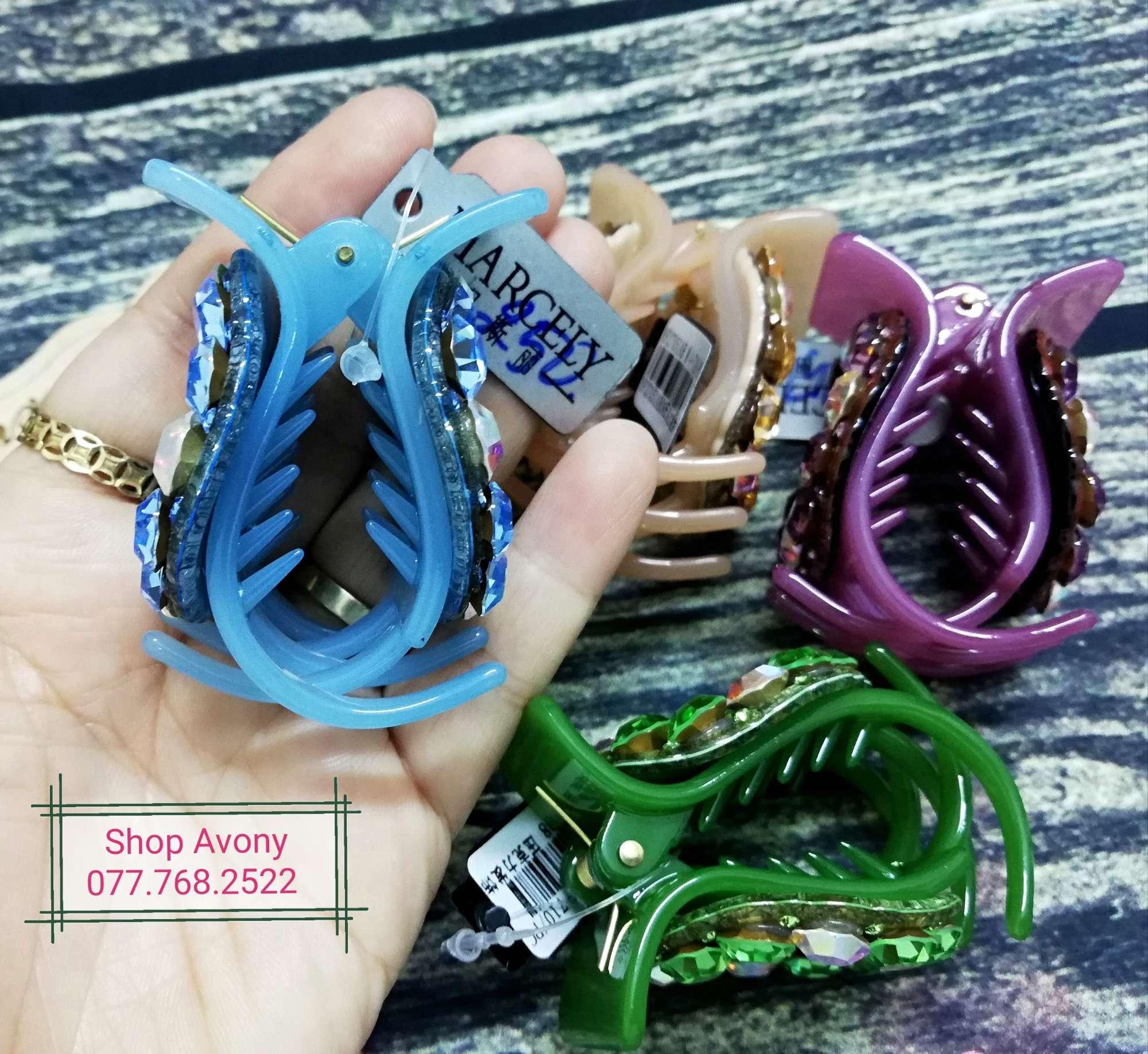 [HCM]Kẹp tóc càng cua 5 răng tròn đính đá cao cấp Marcely