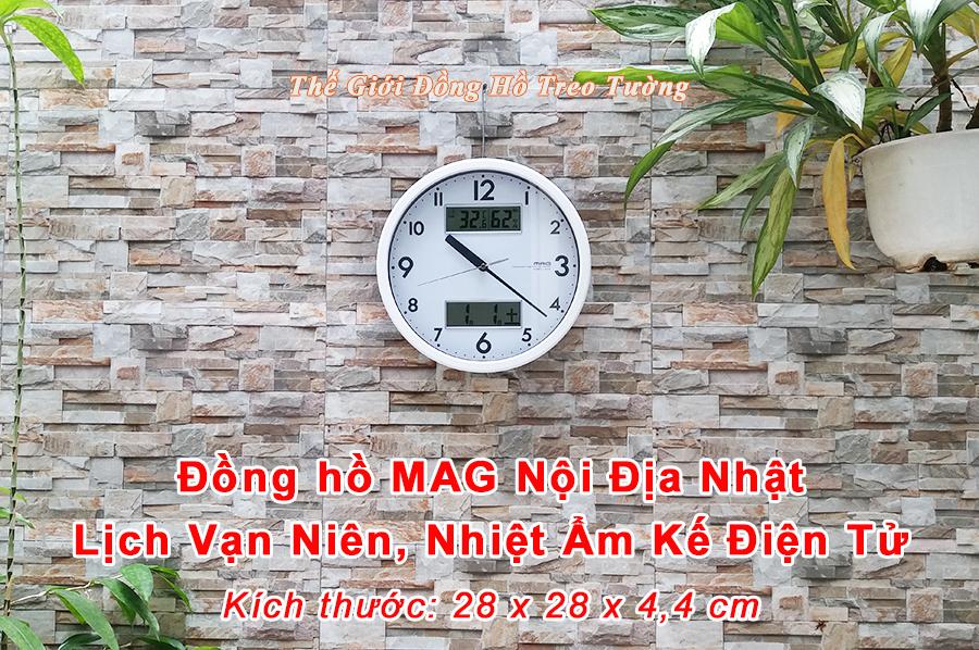 Đồng hồ Treo tường Nhật (MAG) hiển thị Lịch, Nhiệt độ và Độ ẩm