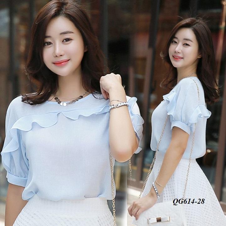 Áo kiểu phối bèo dễ thương - size s-6xl