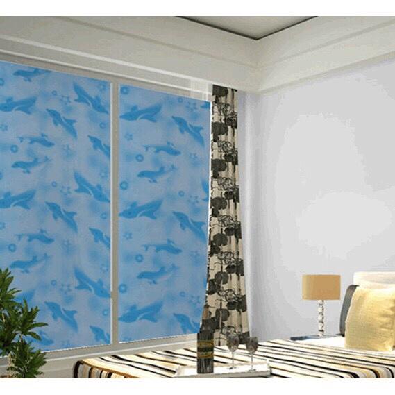 5 Mét Decal Dán Kính Mờ Khổ 45cm Rộng Có Keo - CÁ HEO XANH PK042