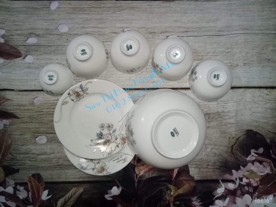 Bộ chén sứ Minh Châu có hoa văn
