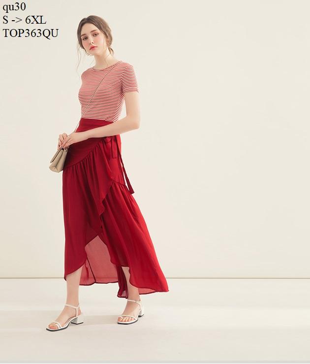 Skirt363qu chân váy voan maxi tà xéo