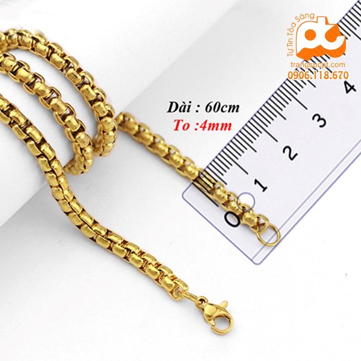 DÂY CHUYỀN INOX NAM BÔNG DỪA KHÍT 4MM MẠ V ( 4mm)