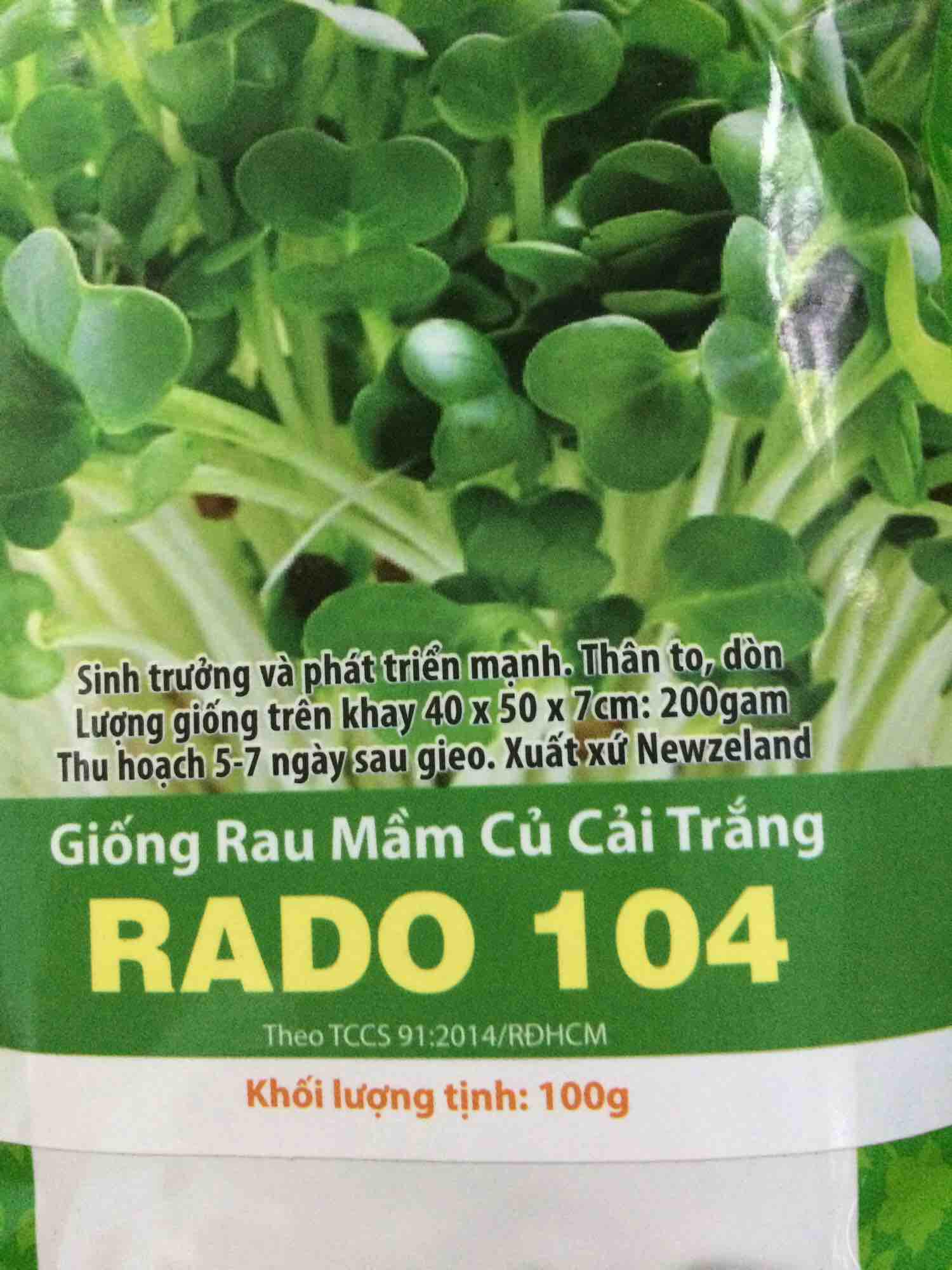 Hạt giống rau mầm củ cải trắng 100g
