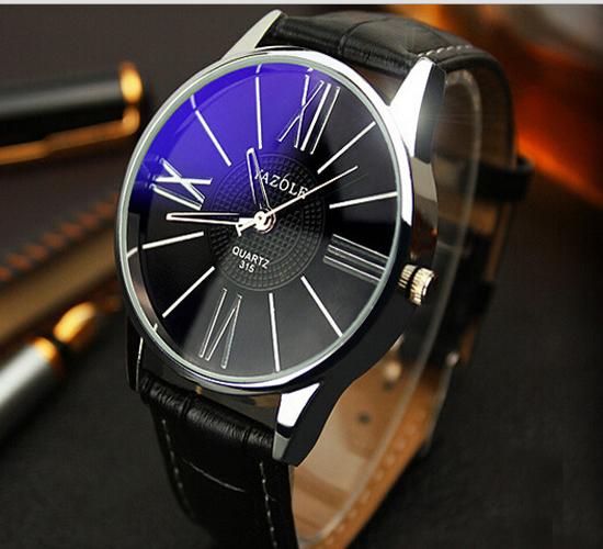 Đồng hồ nam dây da Yazole - YZ020 (Đen)