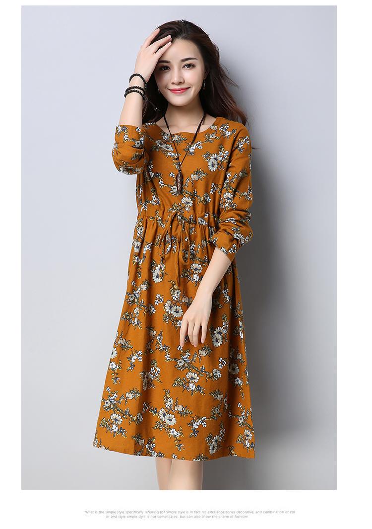 Đầm bầu công sở in hoa dài tay