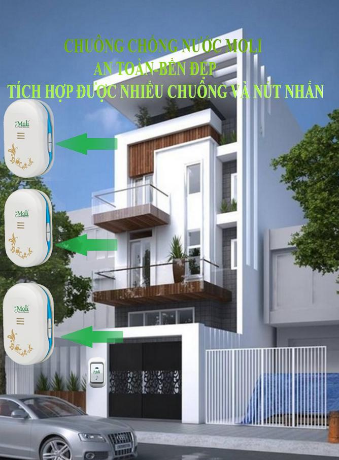 [HCM]BỘ 3 CHUÔNG 1 NÚT NHẤN CHỐNG NƯỚC