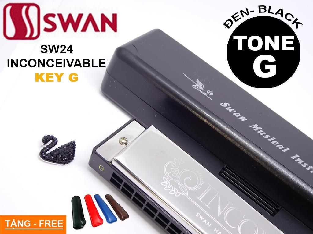 Kèn harmonica tremolo Swan Inconceivable SW24 Key G (Đen)