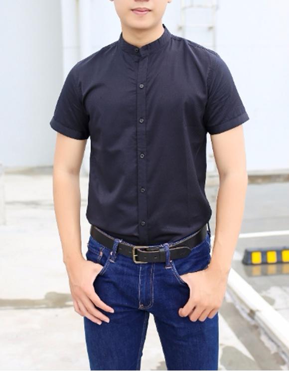 [HCM]Áo sơ Mi Nam ngắn tay cổ trụ