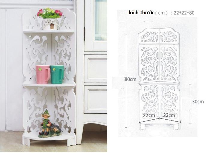 Kệ góc trang trí 3 tầng cao - mắt lưới