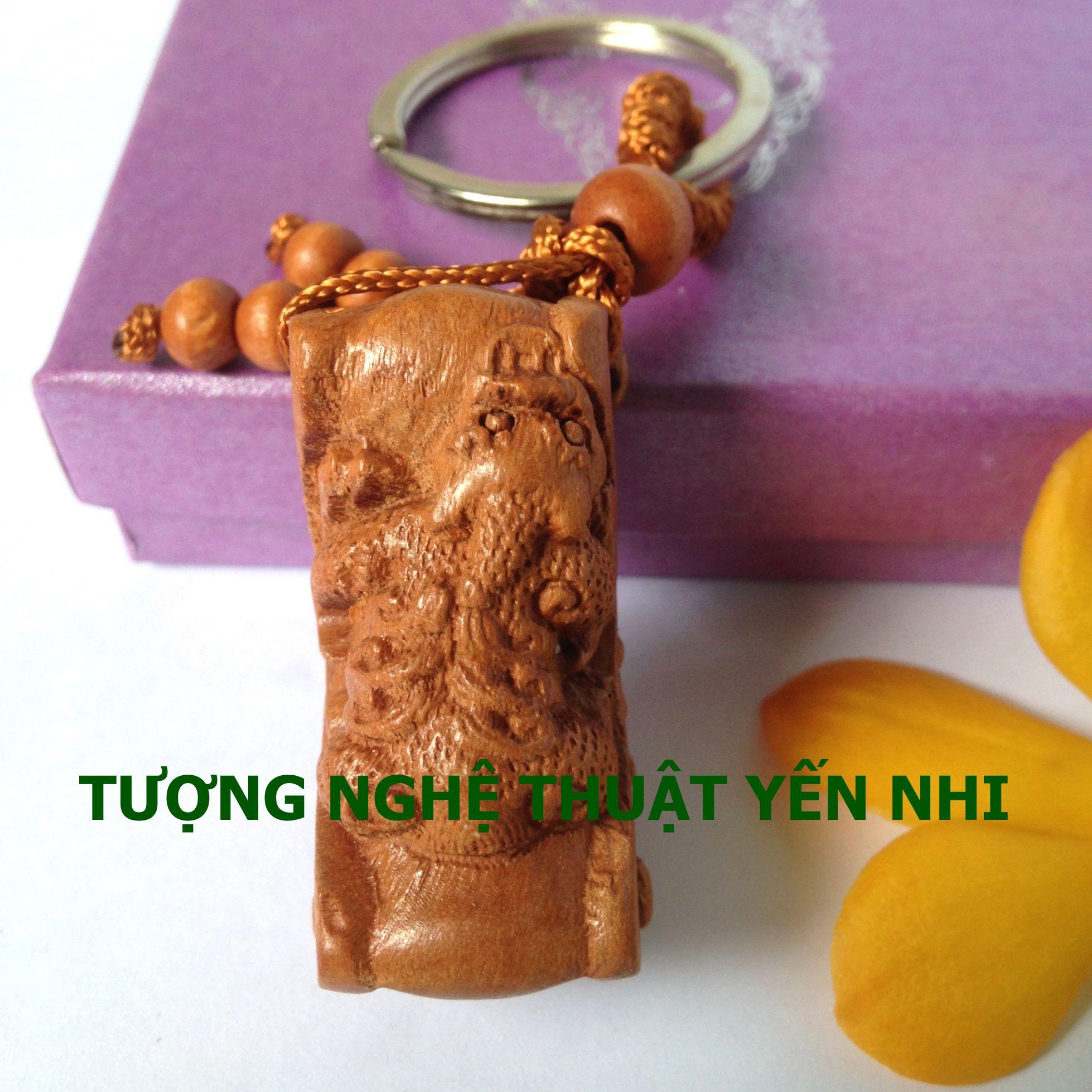 Móc treo chìa khóa Gậy Như Ý Tỳ Hưu gỗ gụ 