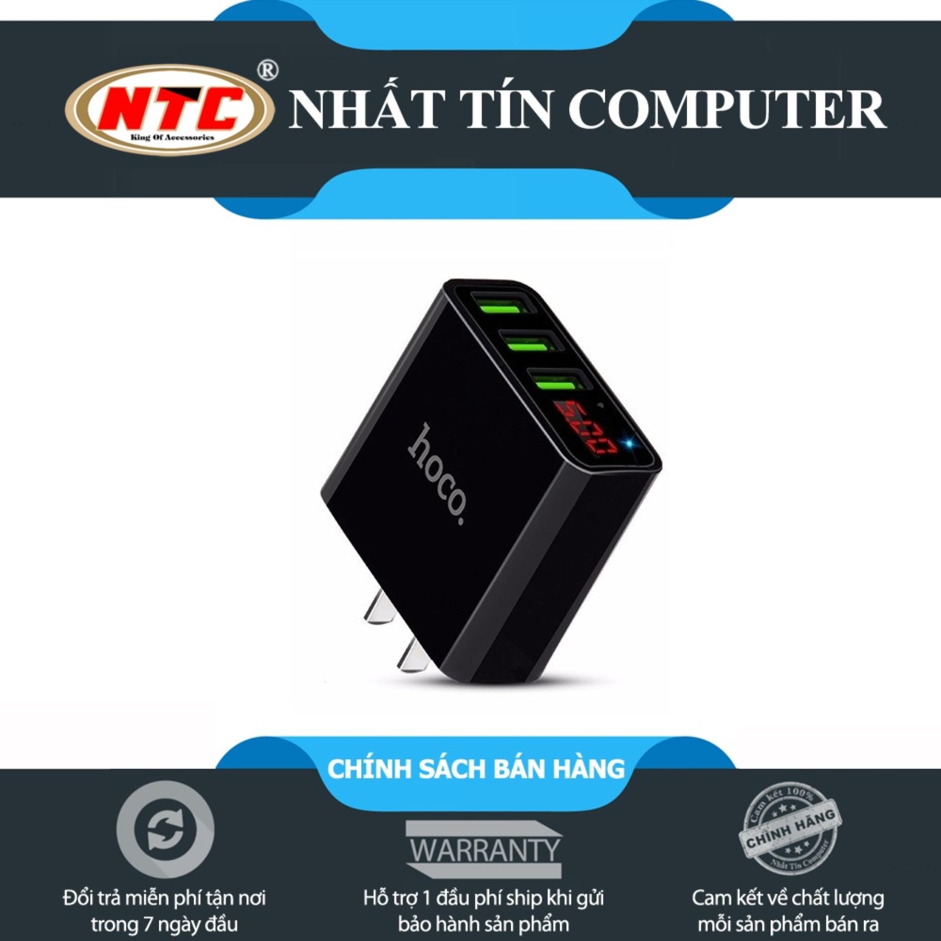 Cup Charger 3 port HoCo C15 3A-screen LCD voltage display (black)