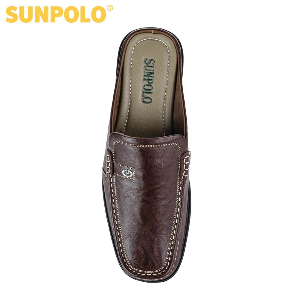 Dép Sapo Nam Da Bò SUNPOLO SPO004 (Nâu)