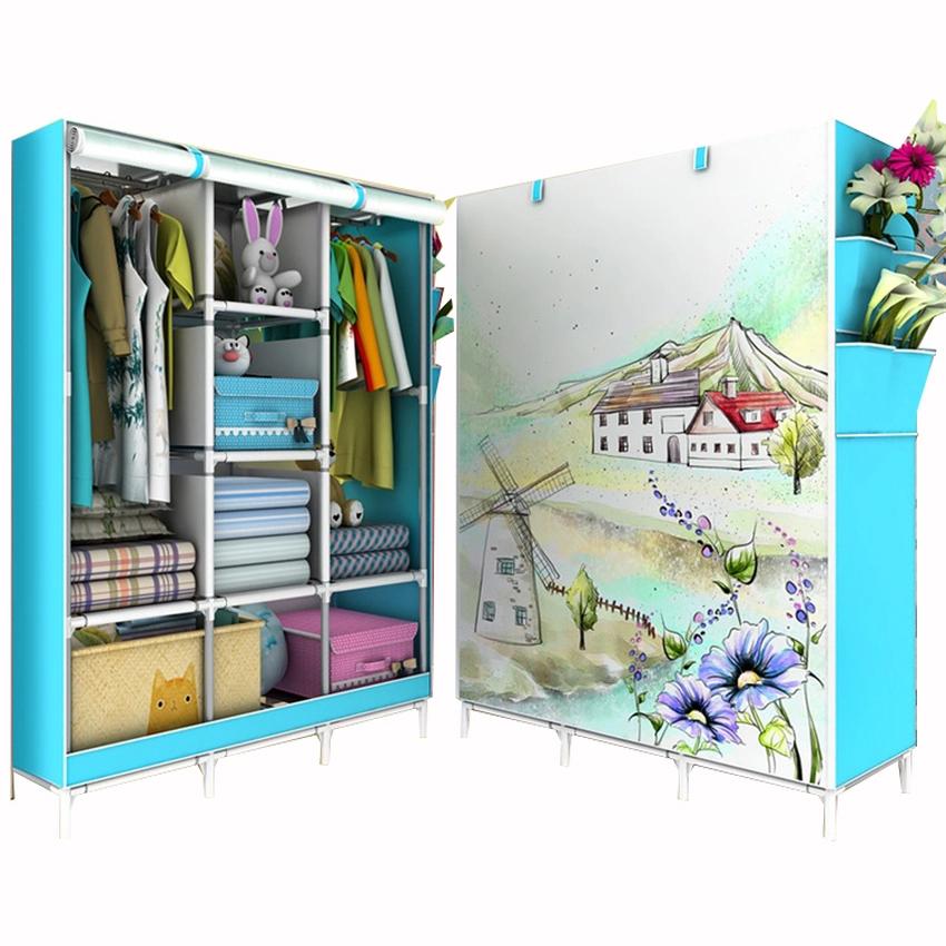 Tủ Vải 3D 3 Buồng 8 Ngăn đựng quần áo ( nhiều màu)