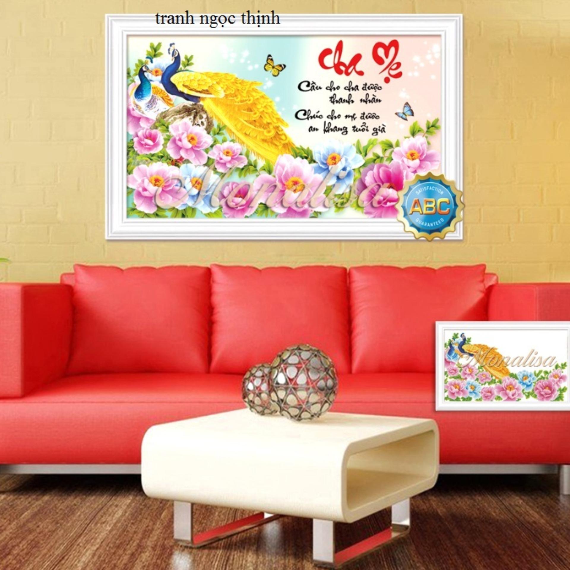 tranh đính đá cha mẹ -50x80cm-Y8147(đỏ)
