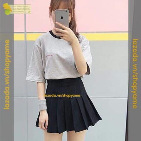 Chân Váy Tennis Xếp Ly Đen Yame