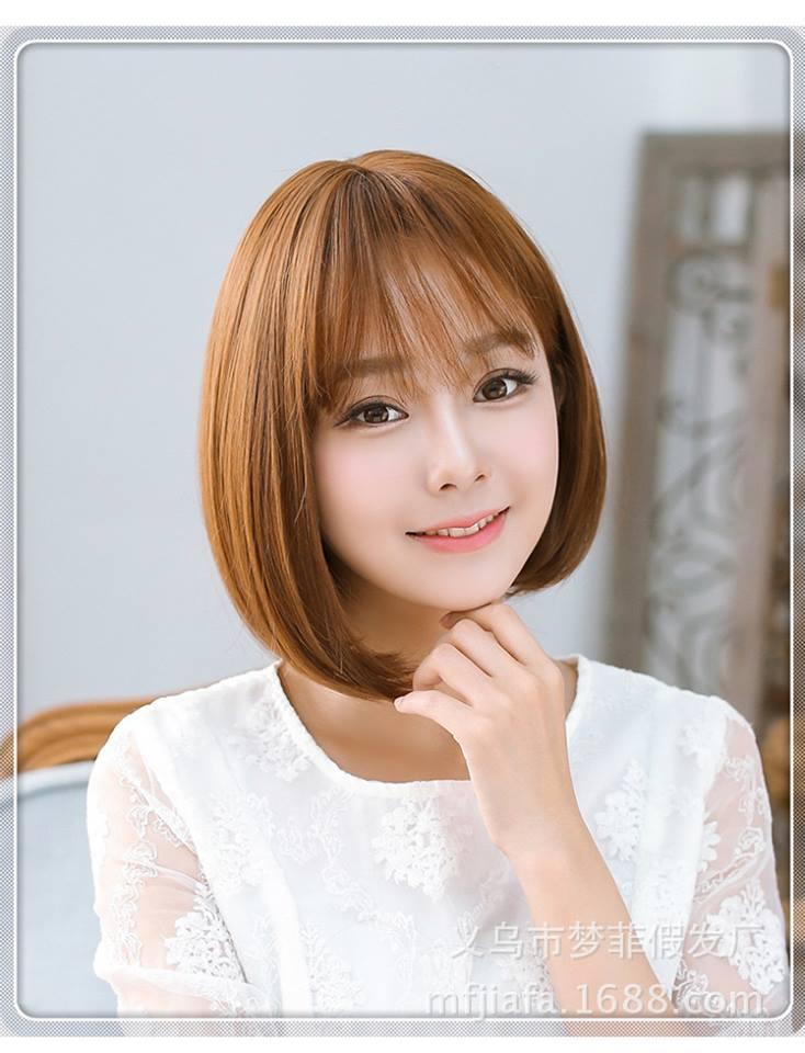 Tóc giả nữ nguyên đầu cao cấp làm bằng tơ mềm mượt như tóc thật (màu vàng) + tặng kèm lưới
