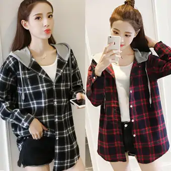 plaid hoodie women's
