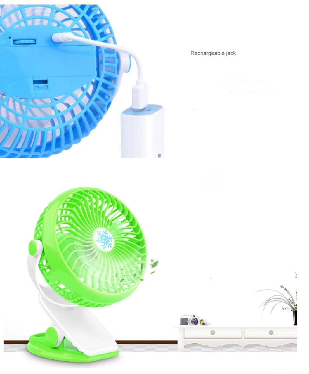 QUẠT KẸP BÀN PIN SẠC USB XOAY 360 ĐỘ