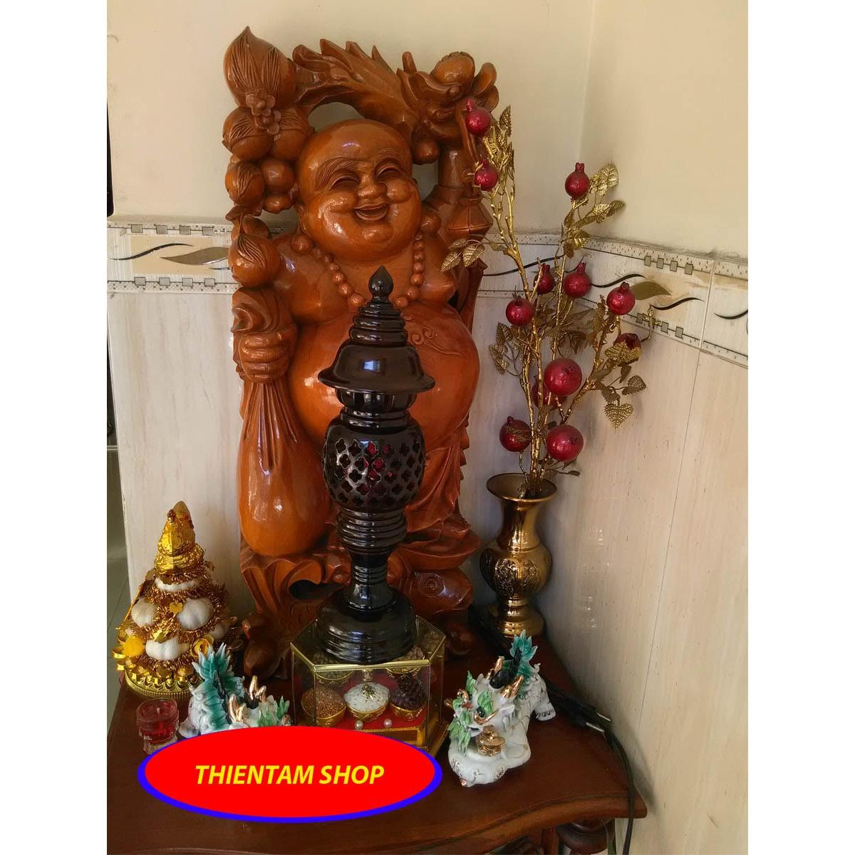 [HCM]Đèn trưng bàn thờ gỗ muồng màu đen đơn (DTDE34D) (1 đèn)