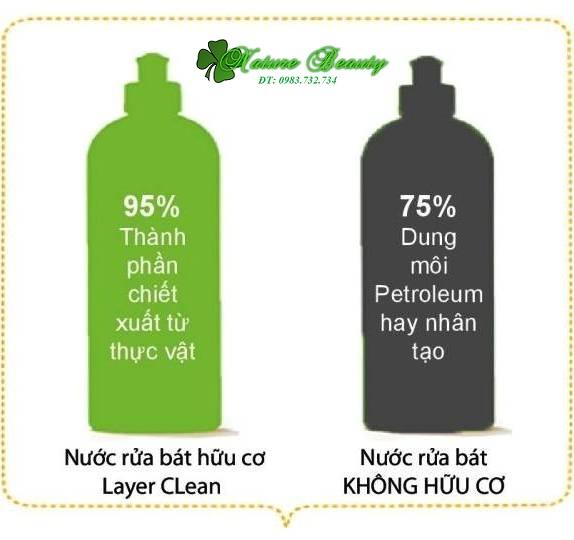 Combo 4 chai nước rửa chén hữu cơ Layer Clean 300ml