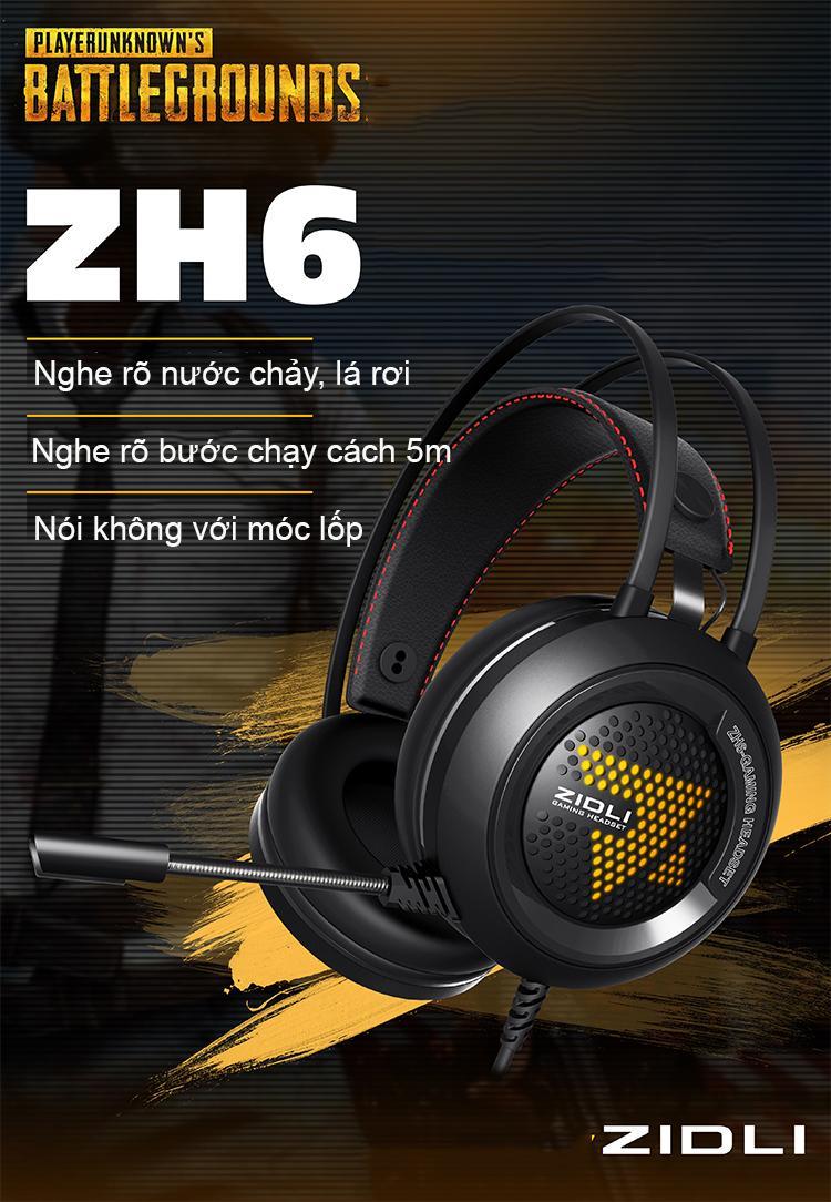 Tai nghe gaming Zidli ZH6 LED Jack 3.5mm (đen)