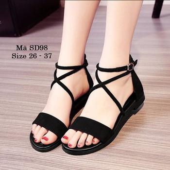Giày sandal MYS nhung ngang dây chéo cổ chân