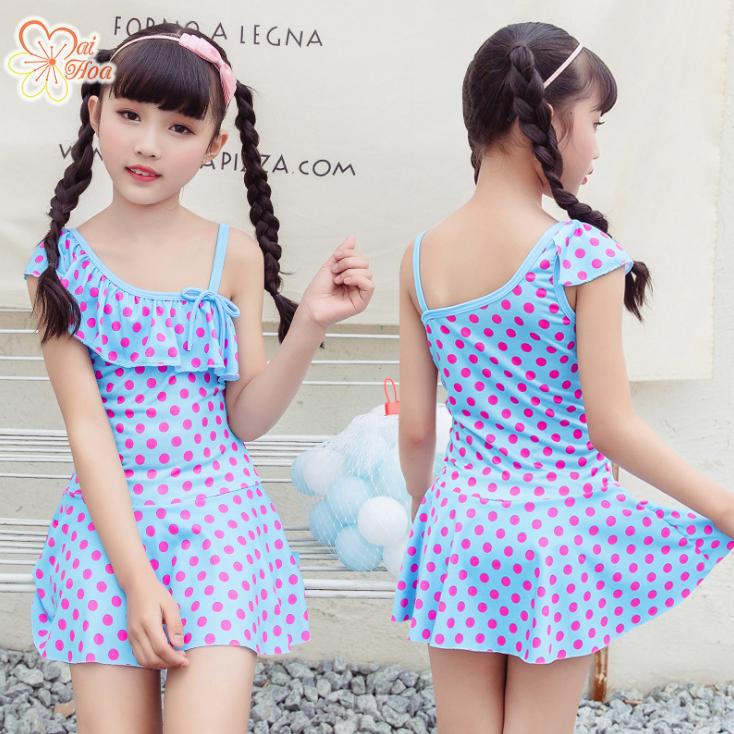 Bikini Bé Gái Chấm Bi BB020 Mai Hoa(16kg-27kg)