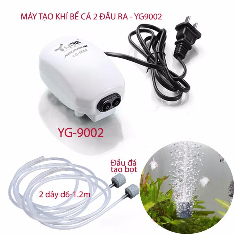 Máy bơm tạo bọt khí oxy cho bể cá cảnh 2 đầu YG9002 loại nhỏ