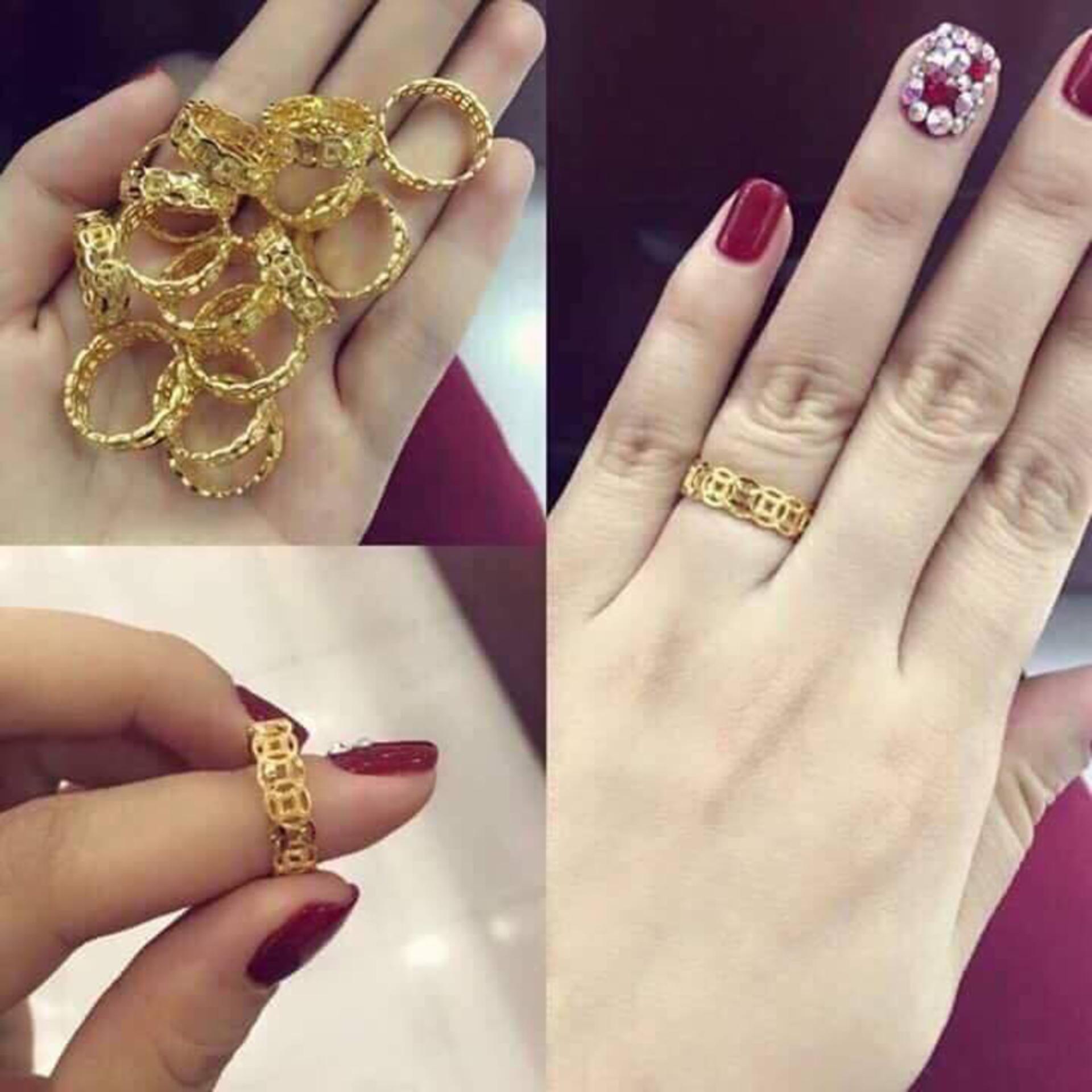 combo 2 Nhẫn kim tiền ma vang 24k dep hot