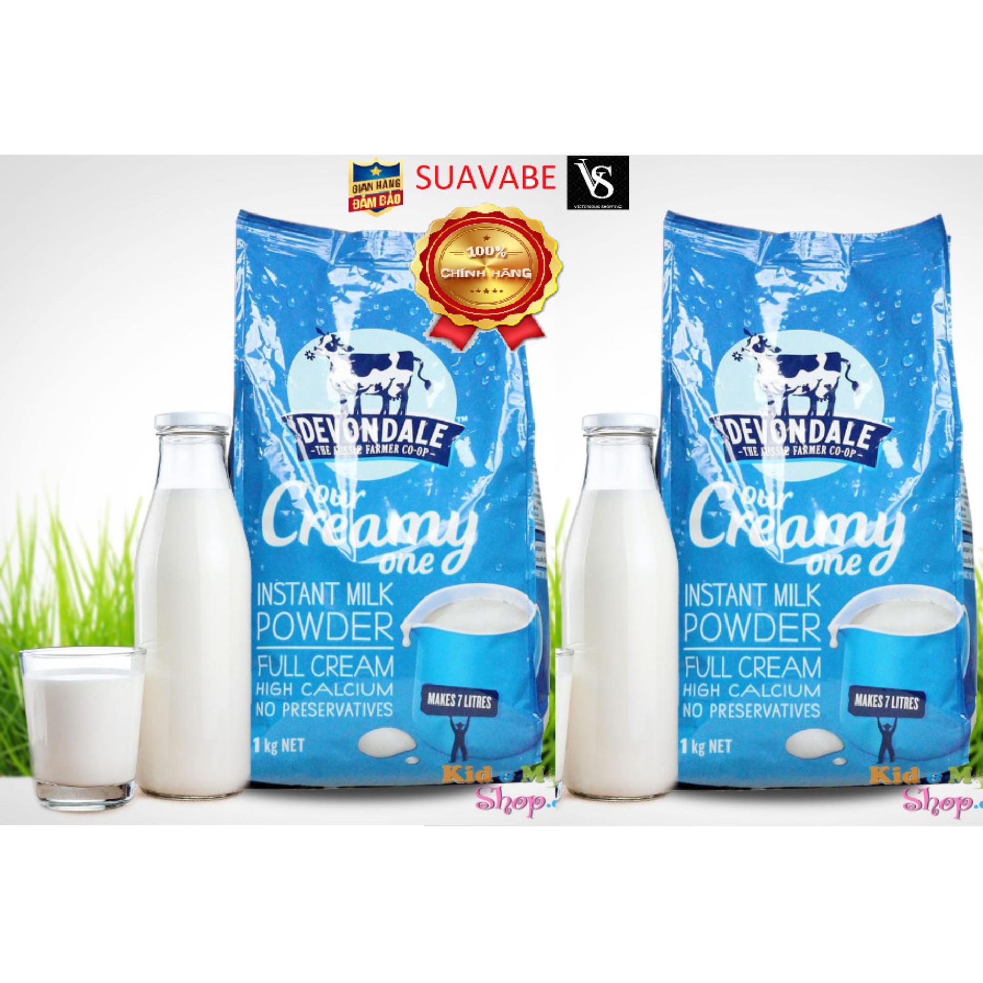 Bộ 2 sữa tươi dạng bột nguyên kem Devondale 1kg .