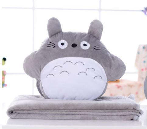 [HCM]Bộ chăn gối văn phòng 3 in 1 Totoro tròn màu xám