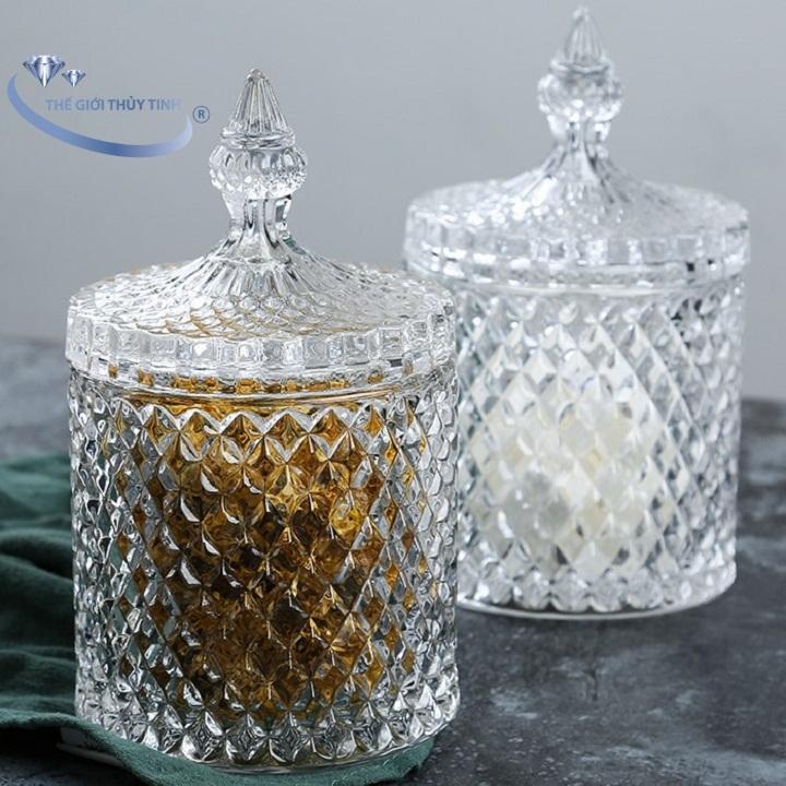 Bộ 4 Thố Mứt Thủy Tinh Pha Lê INDO