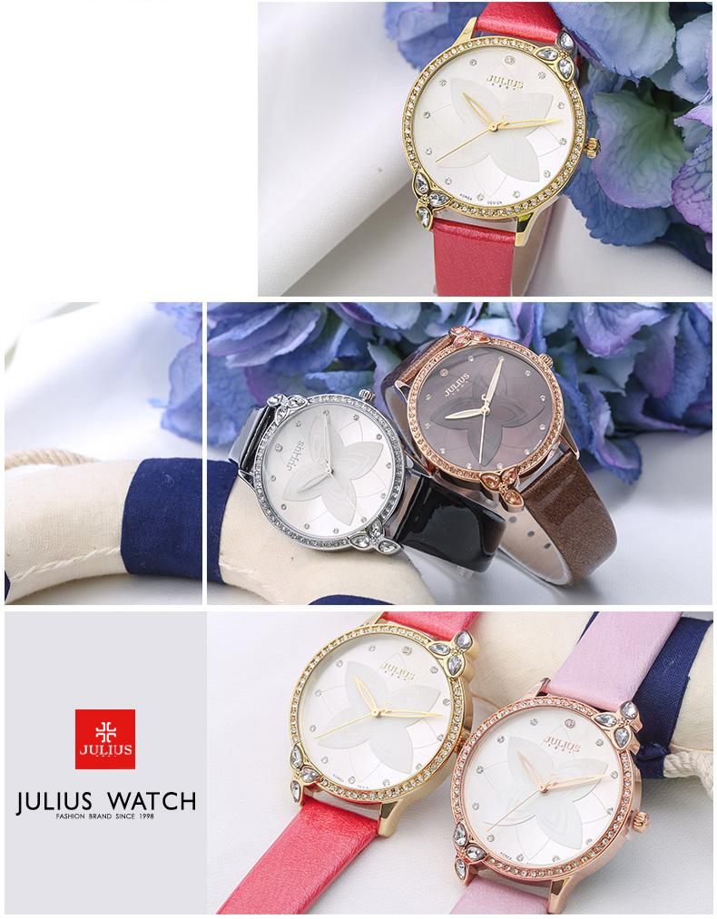 ĐỒNG HỒ NỮ JA-868C JULIUS HÀN QUỐC DÂY DA (ĐỎ)