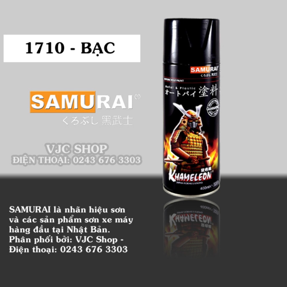 Chai sơn xịt sơn xe máy Samurai màu bạc lấp lánh 1701