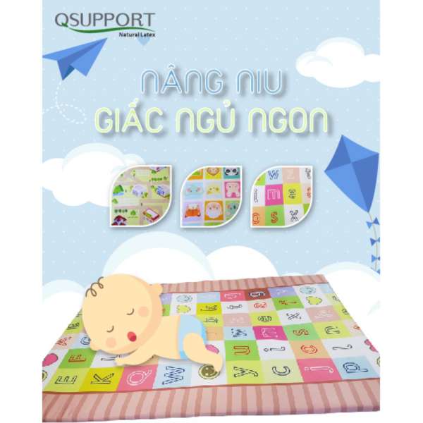 Nệm cao su thiên niên cho em Bé/ trẻ em Cao cấp QSupport 120*180*2.5CM