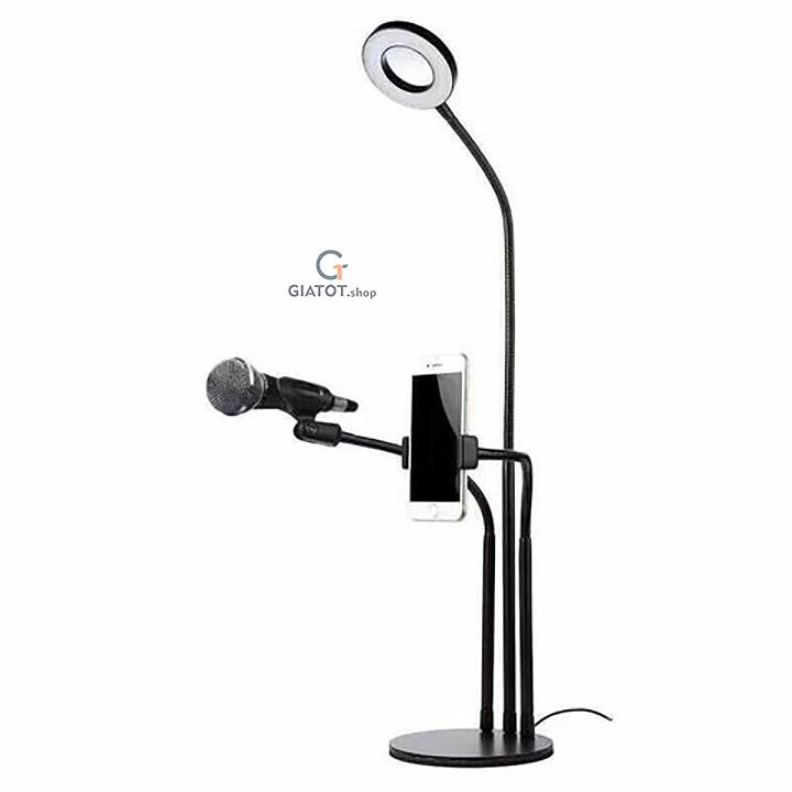 Dụng cụ hỗ trợ live stream 3 trong 1 có hỗ trợ đèn Leb