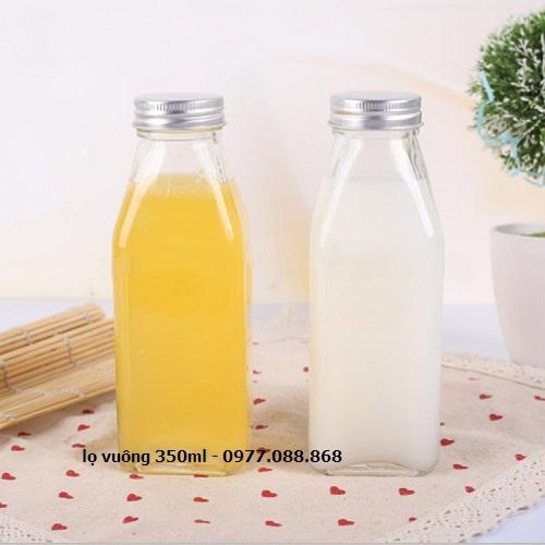 Combo 8 lọ thủy tinh vuông 350ml nắp bạc