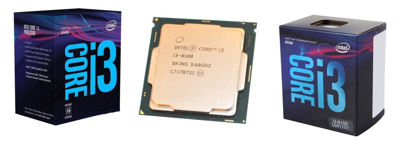 CPU Intel Core i3-8100 3.6Ghz / 6MB / 4 Cores, 4 Threads / Socket 1151 v2 (Coffee Lake )