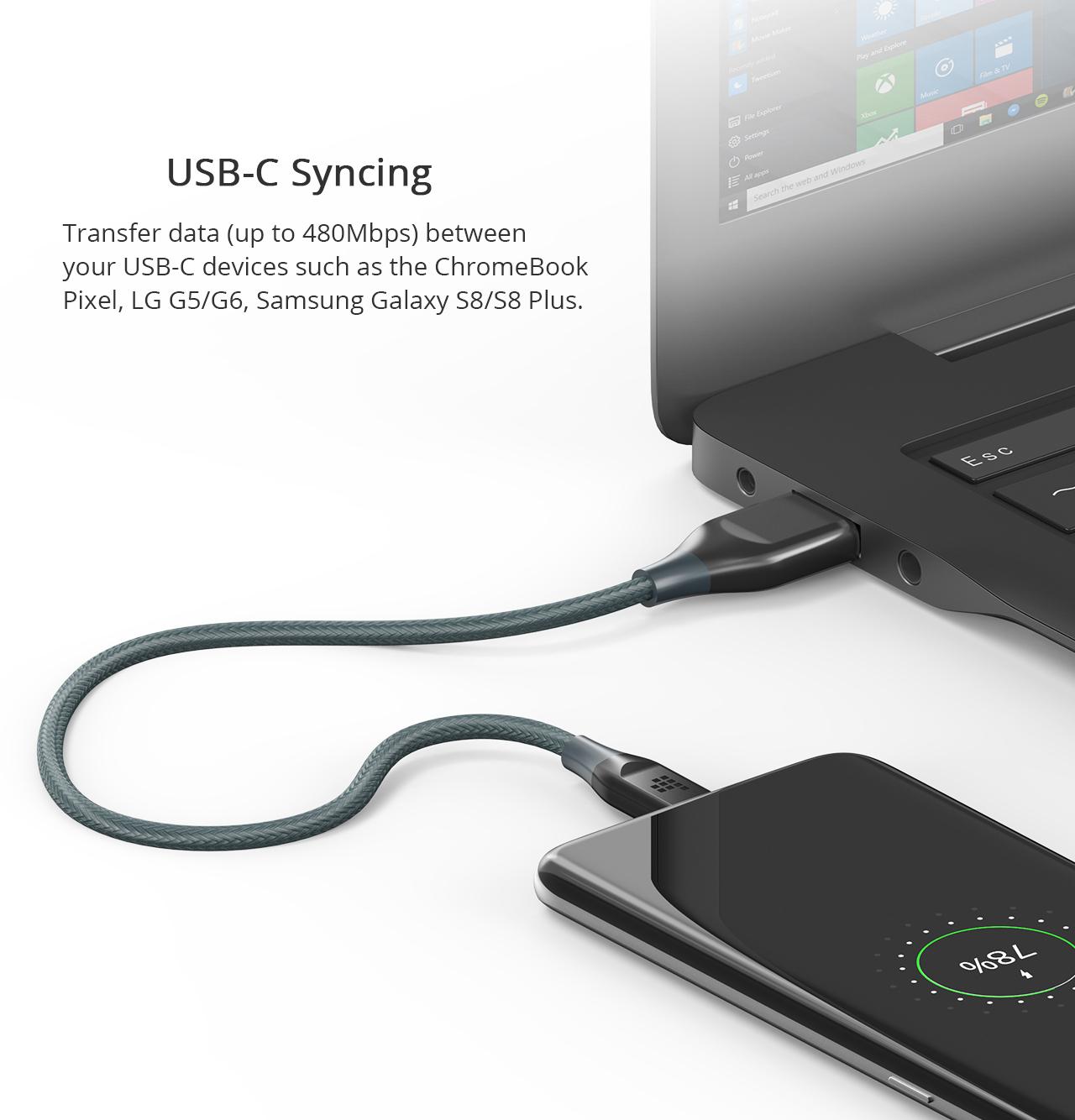 Cáp TRONSMART ATC USB-C to USB 2.0 bện nylon kép dài 0.3m