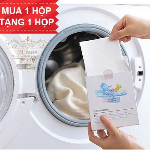 Mua 1 Tặng 1. Giấy giặt hút màu, chống loang màu nhuộm và làm sạch quần áo.