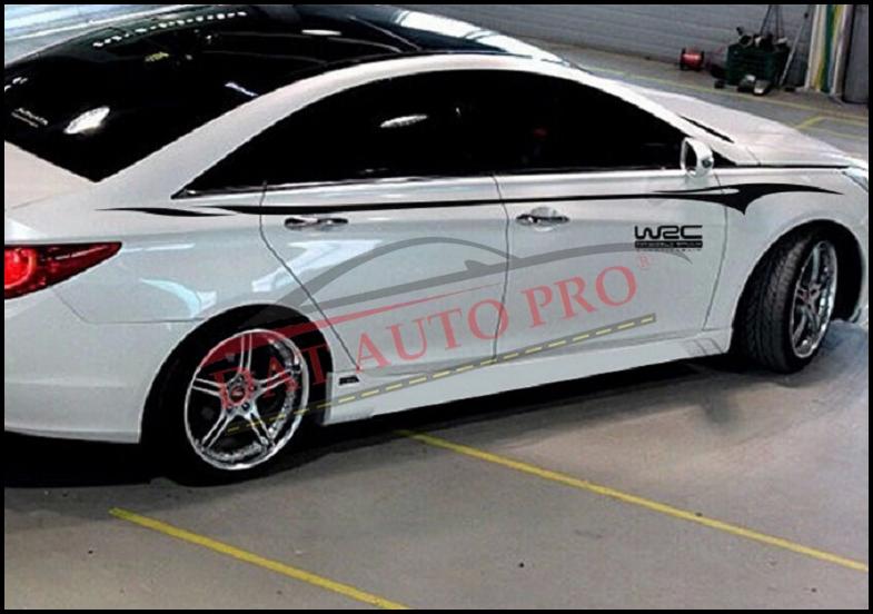 Tem Dán 2 bên thân xe WRC sport Line màu đen...