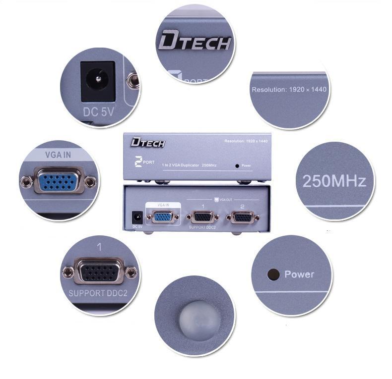 Bộ chia tín hiệu VGA 1 ra 2 Dtech DT-7252