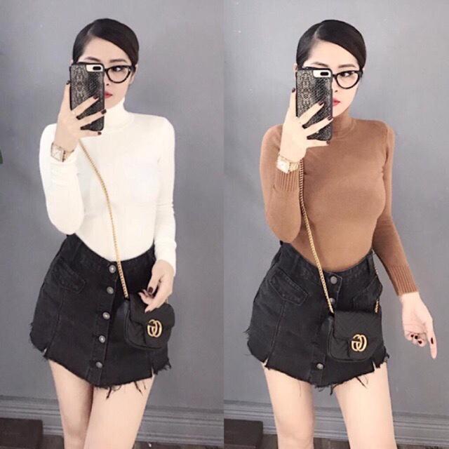 Áo len trơn cổ lọ mềm ấm Chipxinhxk