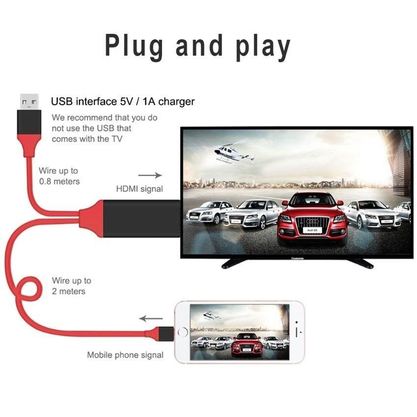 Cáp Lightning to HDMI cho iPhone / iPad kết nối Tivi hỗ trợ IOS các phiên bản